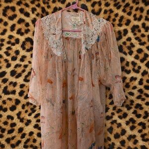 Vintage RARE Victoria Secret Floral Lace Sheer Kimono Butterfly Print